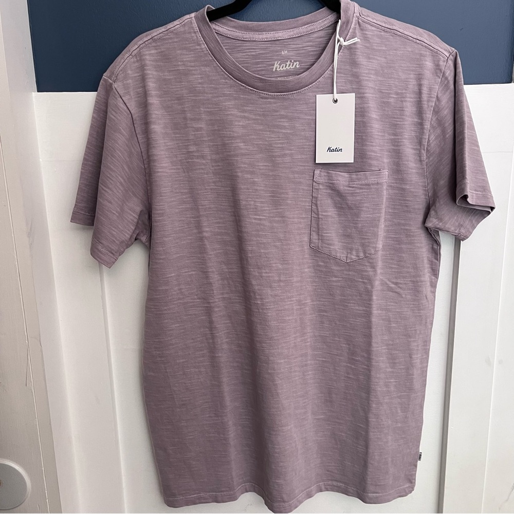 Katin Men's Light Lavender Pigment Dye Slub Base Tee Size Small NWT